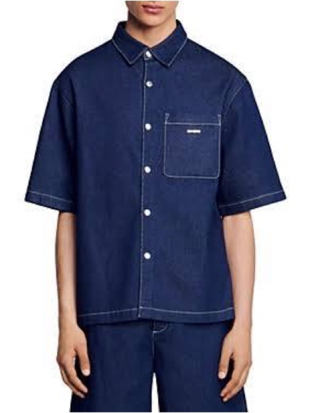 Sandro Navy Short-Sleeve Button-Down Shirt